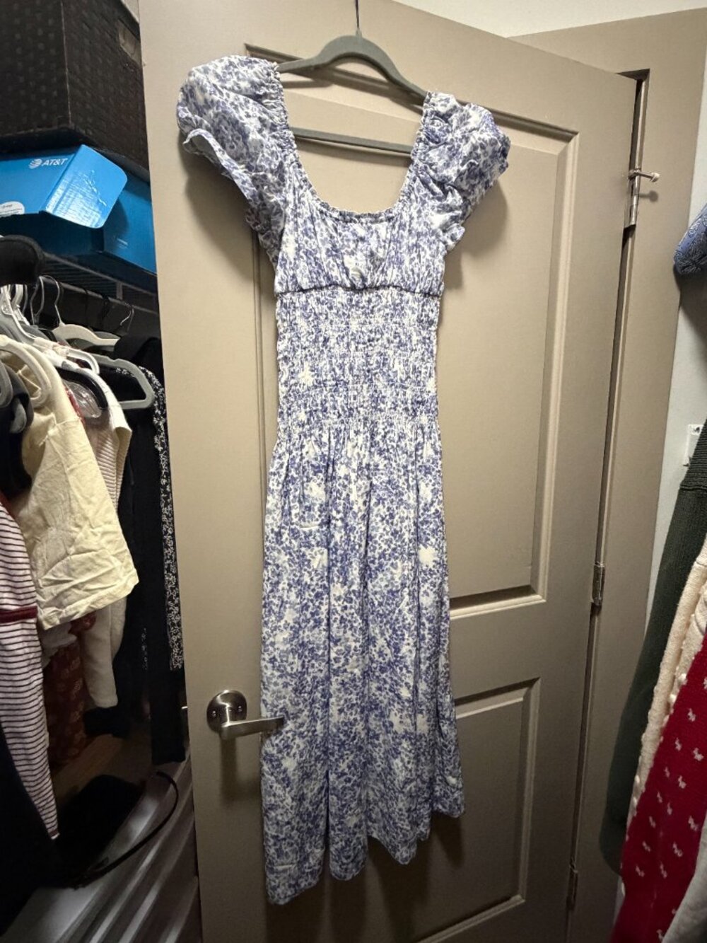 Reformation Riva Smocked Puff Sleeve Midi Dress - Picture 3 of 4